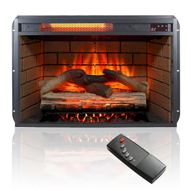 Meuble TV cheminée électrique 60 pouces, style rustique, convient aux téléviseurs jusqu'à 70 pouces, télécommande infrarouge, chauffage 1500W, effet de flamme bûche en résine, MDF, bois de grange recyclé, utilisation par 1 personne