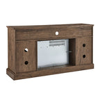 Meuble TV cheminée électrique 60 pouces, style rustique, convient aux téléviseurs jusqu'à 70 pouces, télécommande infrarouge, chauffage 1500W, effet de flamme bûche en résine, MDF, bois de grange recyclé, utilisation par 1 personne
