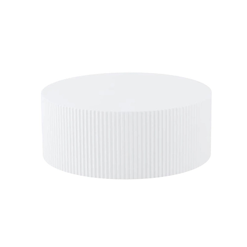 Table basse ronde, MDF, motif en relief fait main, blanc, pour 1 personne