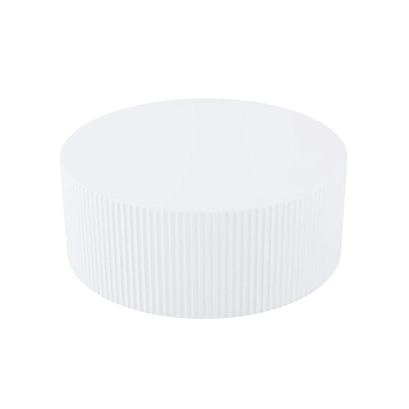 Table basse ronde, MDF, motif en relief fait main, blanc, pour 1 personne