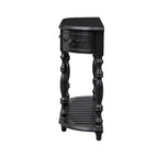 Console, style vintage, détails sculptés, pieds romains, 4 tiroirs, 1 étagère, MDF et bois massif, bleu/noir antique, 1 personne
