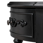 Console, style vintage, détails sculptés, pieds romains, 4 tiroirs, 1 étagère, MDF et bois massif, bleu/noir antique, 1 personne