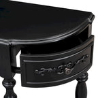 Console, style vintage, détails sculptés, pieds romains, 4 tiroirs, 1 étagère, MDF et bois massif, bleu/noir antique, 1 personne