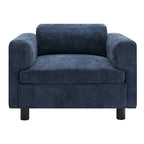 Fauteuil d'appoint surdimensionné, tissu velours tissé, coussin haute densité, accoudoirs pincés, pieds ronds en bois d'hévéa, jaune/bleu/beige, pour 1 personne