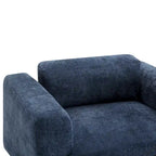 Fauteuil d'appoint surdimensionné, tissu velours tissé, coussin haute densité, accoudoirs pincés, pieds ronds en bois d'hévéa, jaune/bleu/beige, pour 1 personne
