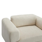 Fauteuil d'appoint surdimensionné, tissu velours tissé, coussin haute densité, accoudoirs pincés, pieds ronds en bois d'hévéa, jaune/bleu/beige, pour 1 personne