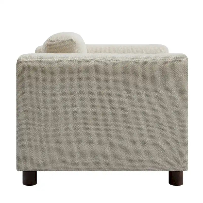 Fauteuil d'appoint surdimensionné, tissu velours tissé, coussin haute densité, accoudoirs pincés, pieds ronds en bois d'hévéa, jaune/bleu/beige, pour 1 personne