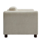 Fauteuil d'appoint surdimensionné, tissu velours tissé, coussin haute densité, accoudoirs pincés, pieds ronds en bois d'hévéa, jaune/bleu/beige, pour 1 personne