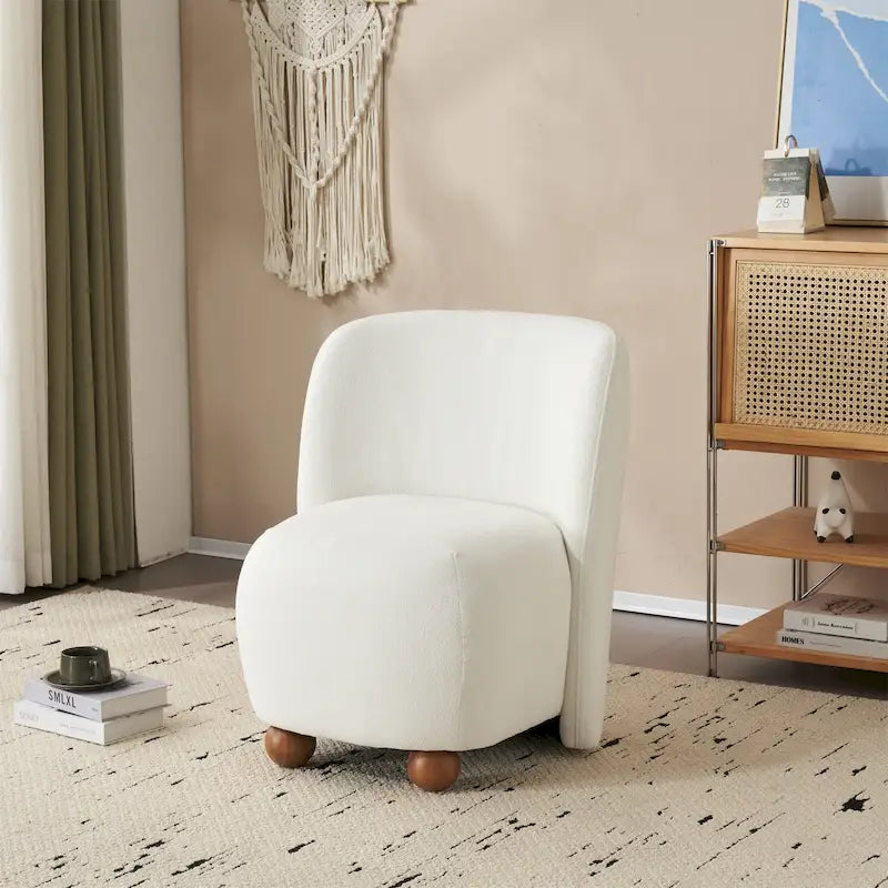 Fauteuil d'appoint, tissu bouclette, dossier incurvé, assise et dossier rembourrés, pieds en métal doré, violet / blanc / beige / bleu, pour 1 personne