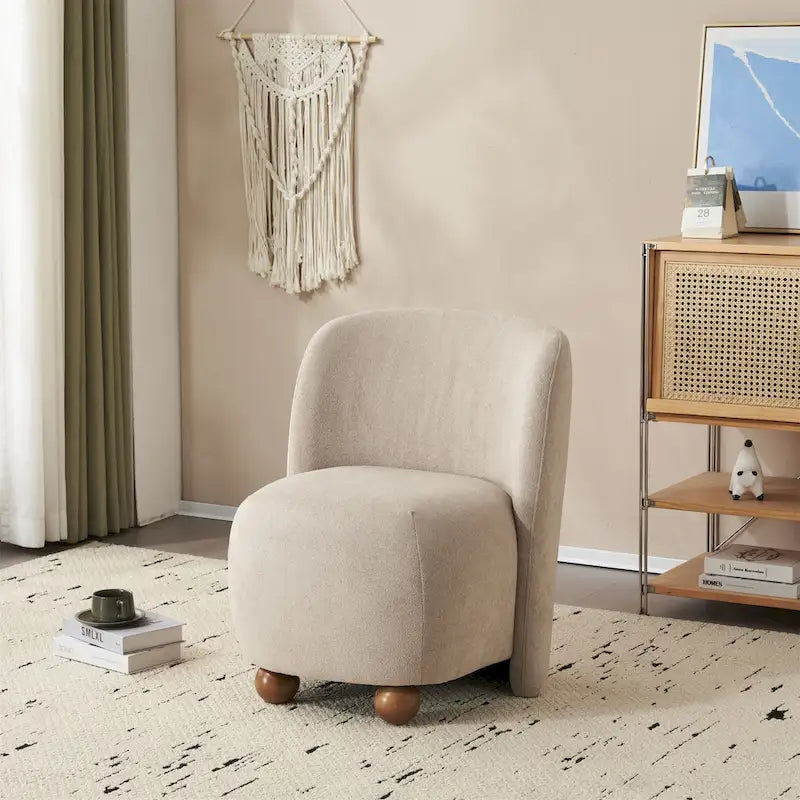 Fauteuil d'appoint, tissu bouclette, dossier incurvé, assise et dossier rembourrés, pieds en métal doré, violet / blanc / beige / bleu, pour 1 personne