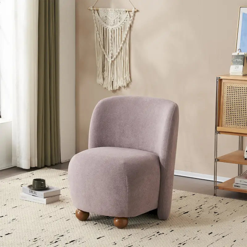 Fauteuil d'appoint, tissu bouclette, dossier incurvé, assise et dossier rembourrés, pieds en métal doré, violet / blanc / beige / bleu, pour 1 personne