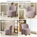 Fauteuil d'appoint, tissu bouclette, dossier incurvé, assise et dossier rembourrés, pieds en métal doré, violet / blanc / beige / bleu, pour 1 personne