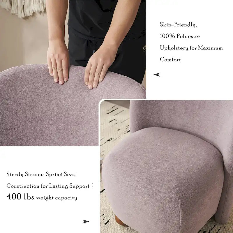 Fauteuil d'appoint, tissu bouclette, dossier incurvé, assise et dossier rembourrés, pieds en métal doré, violet / blanc / beige / bleu, pour 1 personne