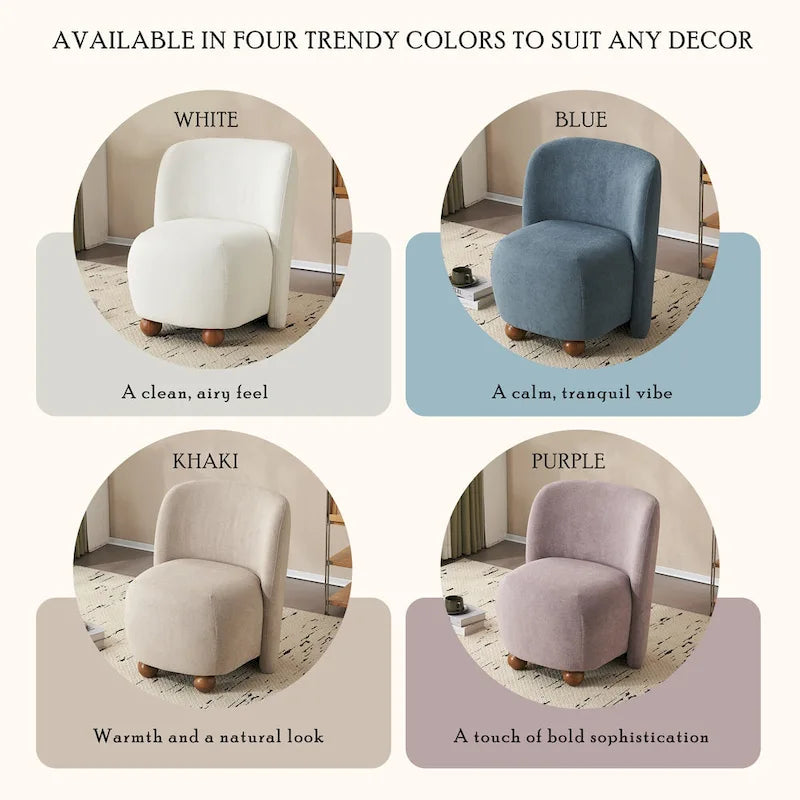Fauteuil d'appoint, tissu bouclette, dossier incurvé, assise et dossier rembourrés, pieds en métal doré, violet / blanc / beige / bleu, pour 1 personne