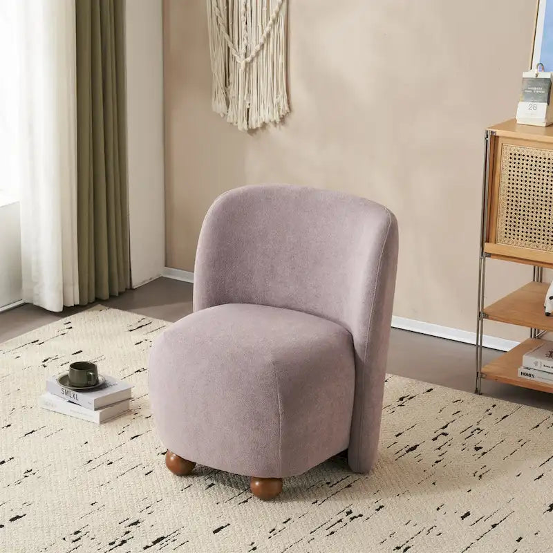 Fauteuil d'appoint, tissu bouclette, dossier incurvé, assise et dossier rembourrés, pieds en métal doré, violet / blanc / beige / bleu, pour 1 personne