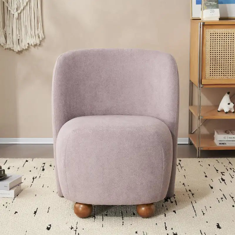 Fauteuil d'appoint, tissu bouclette, dossier incurvé, assise et dossier rembourrés, pieds en métal doré, violet / blanc / beige / bleu, pour 1 personne