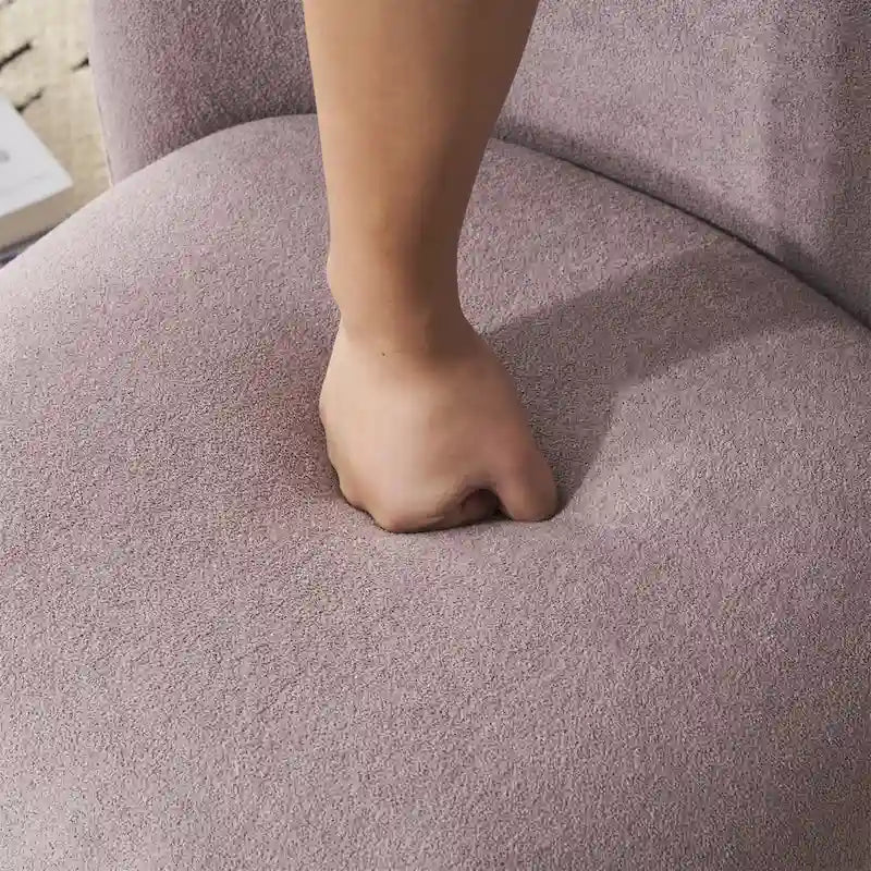 Fauteuil d'appoint, tissu bouclette, dossier incurvé, assise et dossier rembourrés, pieds en métal doré, violet / blanc / beige / bleu, pour 1 personne