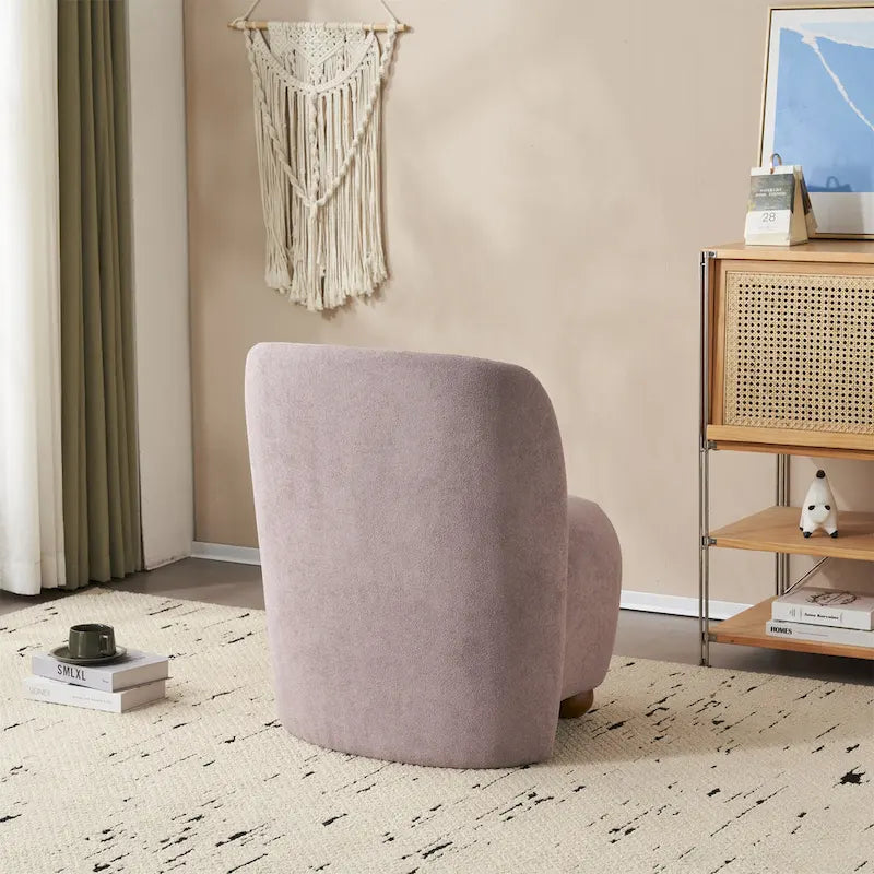 Fauteuil d'appoint, tissu bouclette, dossier incurvé, assise et dossier rembourrés, pieds en métal doré, violet / blanc / beige / bleu, pour 1 personne