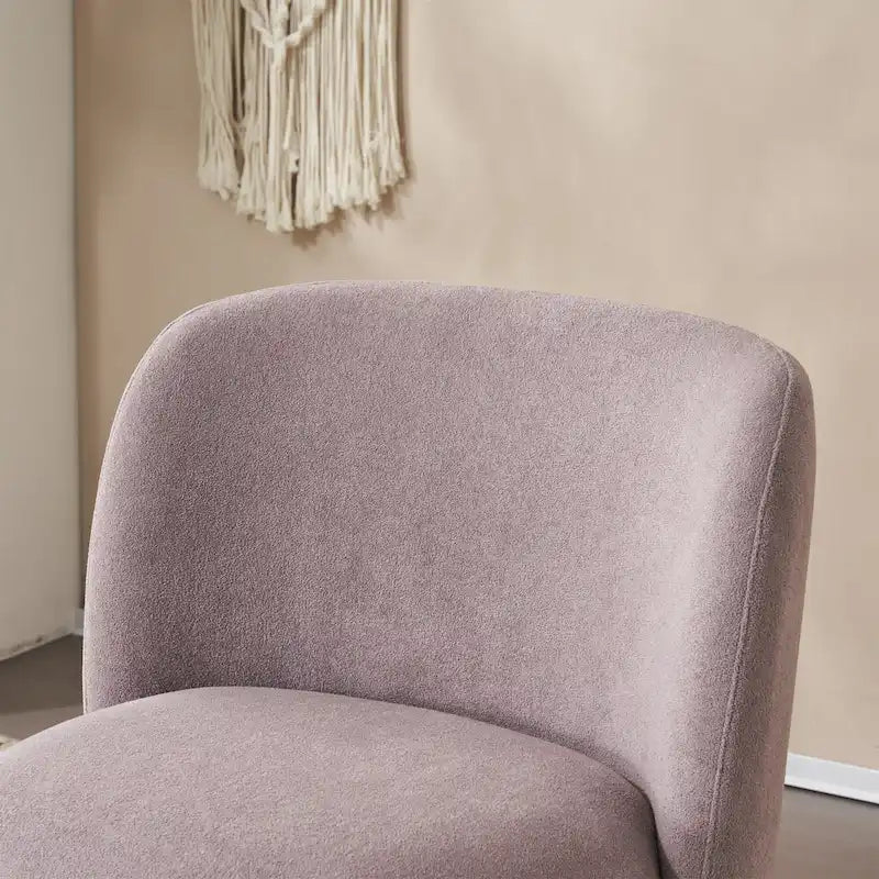 Fauteuil d'appoint, tissu bouclette, dossier incurvé, assise et dossier rembourrés, pieds en métal doré, violet / blanc / beige / bleu, pour 1 personne