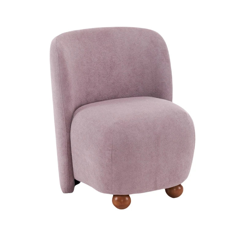 Fauteuil d'appoint, tissu bouclette, dossier incurvé, assise et dossier rembourrés, pieds en métal doré, violet / blanc / beige / bleu, pour 1 personne