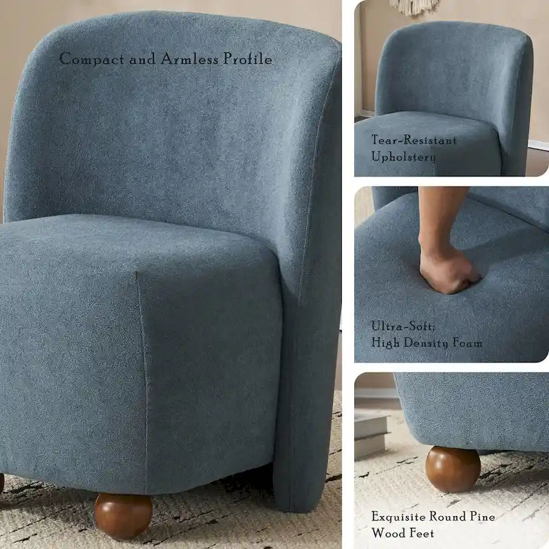 Fauteuil d'appoint, tissu bouclette, dossier incurvé, assise et dossier rembourrés, pieds en métal doré, violet / blanc / beige / bleu, pour 1 personne