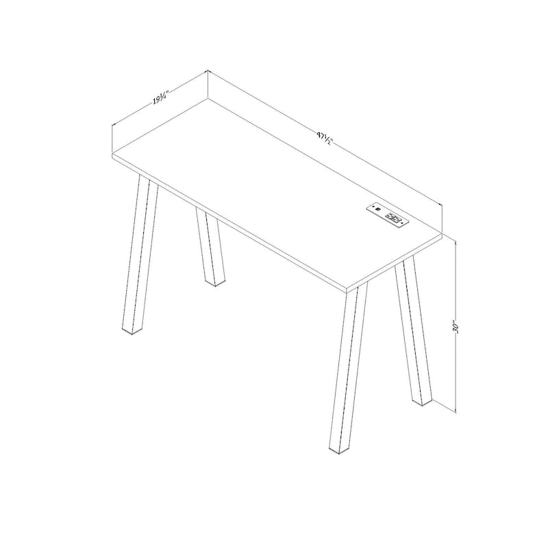 Bureau d'ordinateur compact, style scandinave, pieds en métal, ports de charge intégrés, chêne blanchi et blanc, pour 1 personne