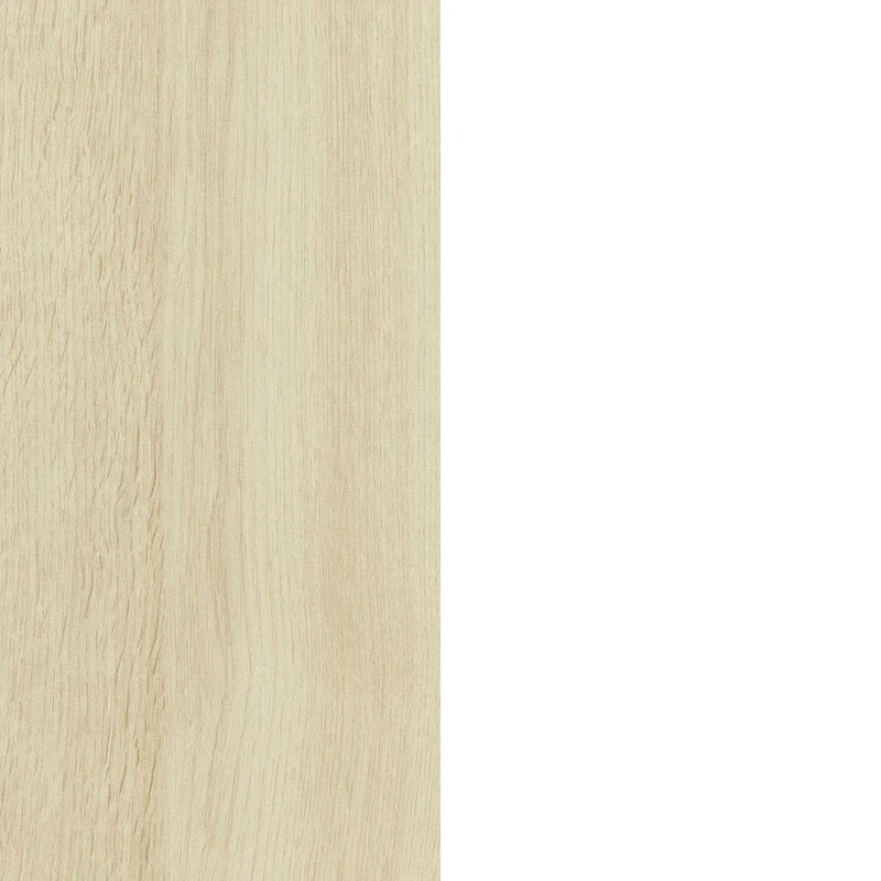 Bureau d'ordinateur compact, style scandinave, pieds en métal, ports de charge intégrés, chêne blanchi et blanc, pour 1 personne