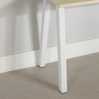 Bureau d'ordinateur compact, style scandinave, pieds en métal, ports de charge intégrés, chêne blanchi et blanc, pour 1 personne