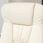 Fauteuil inclinable pivotant avec ottoman, cuir PU, dossier haut, accoudoirs évasés, pivotant à 360°, inclinable à 135°, cadre en acier, blanc crème, pour 1 personne