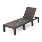 Chaise longue d'extérieur, en rotin synthétique, cadre en fer, dossier réglable, marron, pour 1 personne