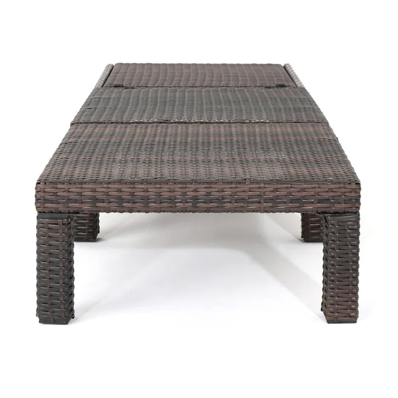 Chaise longue d'extérieur, en rotin synthétique, cadre en fer, dossier réglable, marron, pour 1 personne