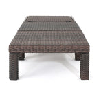 Chaise longue d'extérieur, en rotin synthétique, cadre en fer, dossier réglable, marron, pour 1 personne