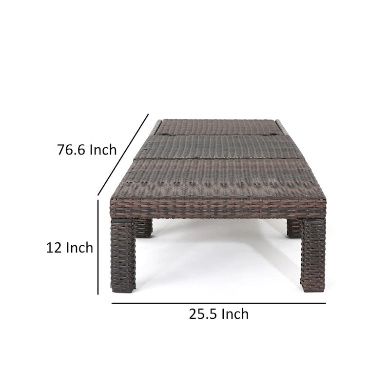 Chaise longue d'extérieur, en rotin synthétique, cadre en fer, dossier réglable, marron, pour 1 personne
