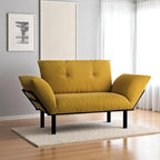 Causeuse à cadre métallique, Coussins amovibles, Accoudoirs évasés, Jaune / Bleu / Turquoise / Marron / Vert kaki / Gris / Noir, Pour 2 personnes