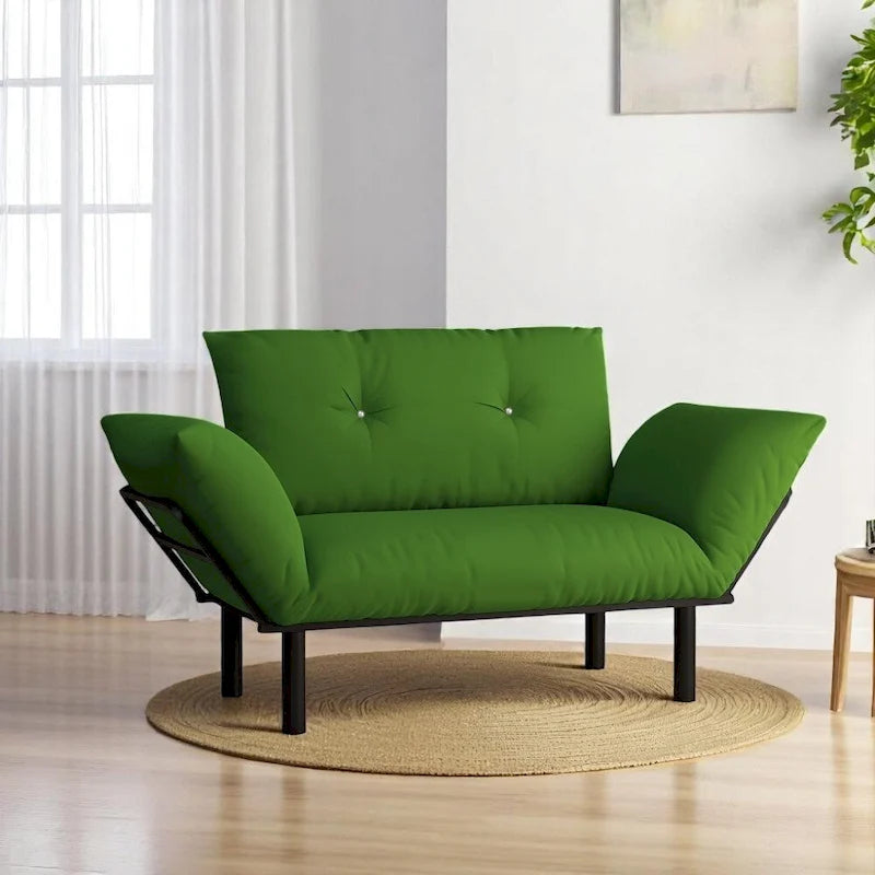 Causeuse à cadre métallique, Coussins amovibles, Accoudoirs évasés, Jaune / Bleu / Turquoise / Marron / Vert kaki / Gris / Noir, Pour 2 personnes