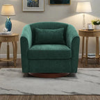 Fauteuil pivotant à 360°, Chenille, Base en bois massif, Vert / Gris / Blanc, Pour 1 personne