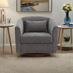 Fauteuil pivotant à 360°, Chenille, Base en bois massif, Vert / Gris / Blanc, Pour 1 personne