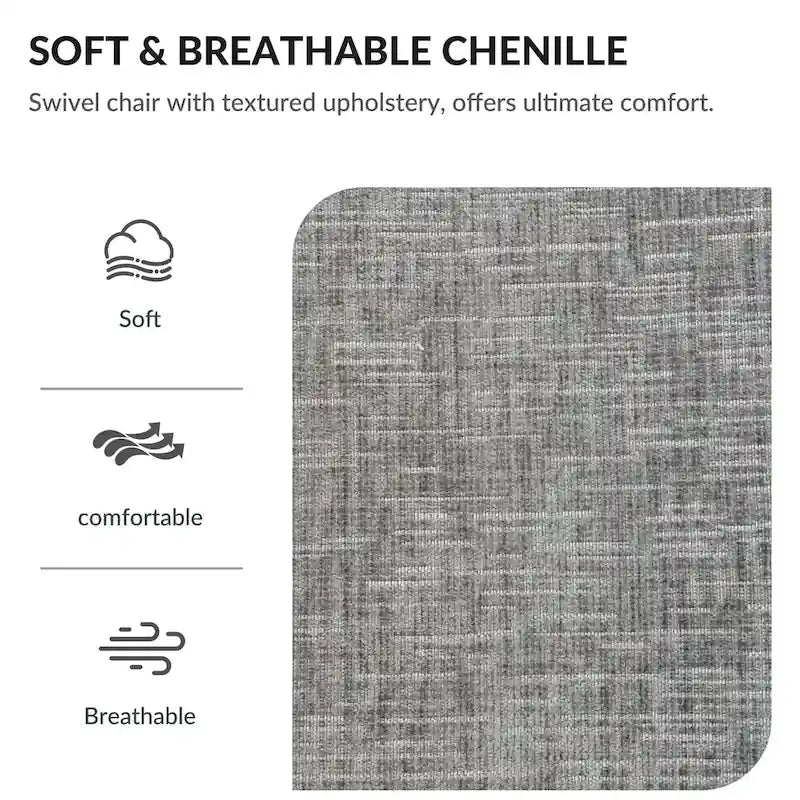 Fauteuil pivotant à 360°, Chenille, Base en bois massif, Vert / Gris / Blanc, Pour 1 personne