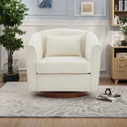 Fauteuil pivotant à 360°, Chenille, Base en bois massif, Vert / Gris / Blanc, Pour 1 personne