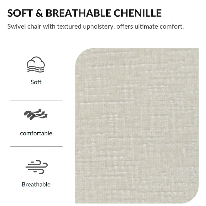 Fauteuil pivotant à 360°, Chenille, Base en bois massif, Vert / Gris / Blanc, Pour 1 personne