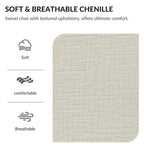 Fauteuil pivotant à 360°, Chenille, Base en bois massif, Vert / Gris / Blanc, Pour 1 personne