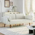 Canapé-lit convertible causeuse, tissu velours côtelé, dossier double inclinaison, ressorts sinueux, pieds en bois massif et métal, lit double, beige/kaki/vert/bleu marine/gris, pour 2 personnes