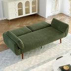 Canapé-lit convertible causeuse, tissu velours côtelé, dossier double inclinaison, ressorts sinueux, pieds en bois massif et métal, lit double, beige/kaki/vert/bleu marine/gris, pour 2 personnes