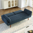 Canapé-lit convertible causeuse, tissu velours côtelé, dossier double inclinaison, ressorts sinueux, pieds en bois massif et métal, lit double, beige/kaki/vert/bleu marine/gris, pour 2 personnes