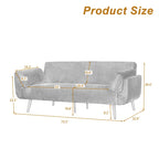 Canapé-lit convertible causeuse, tissu velours côtelé, dossier double inclinaison, ressorts sinueux, pieds en bois massif et métal, lit double, beige/kaki/vert/bleu marine/gris, pour 2 personnes