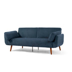Canapé-lit convertible causeuse, tissu velours côtelé, dossier double inclinaison, ressorts sinueux, pieds en bois massif et métal, lit double, beige/kaki/vert/bleu marine/gris, pour 2 personnes