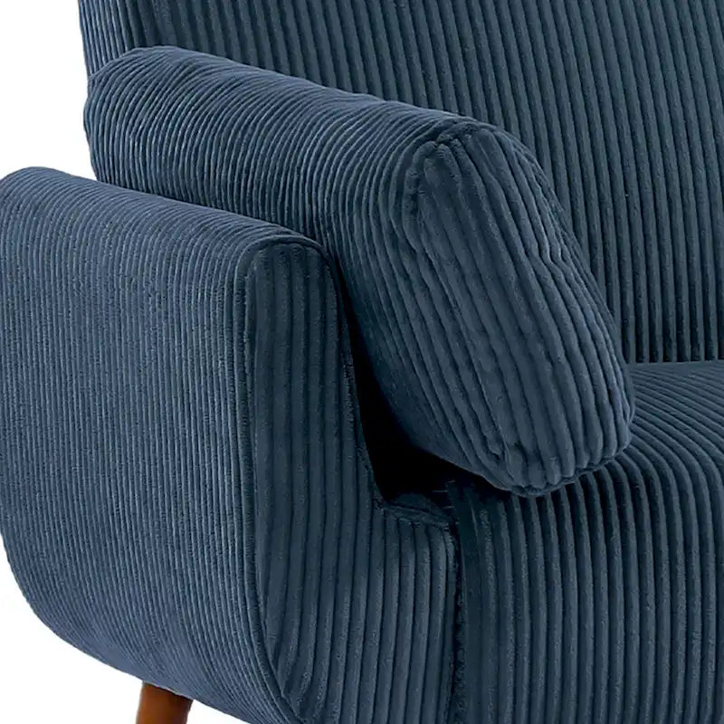 Canapé-lit convertible causeuse, tissu velours côtelé, dossier double inclinaison, ressorts sinueux, pieds en bois massif et métal, lit double, beige/kaki/vert/bleu marine/gris, pour 2 personnes