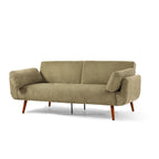 Canapé-lit convertible causeuse, tissu velours côtelé, dossier double inclinaison, ressorts sinueux, pieds en bois massif et métal, lit double, beige/kaki/vert/bleu marine/gris, pour 2 personnes