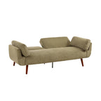 Canapé-lit convertible causeuse, tissu velours côtelé, dossier double inclinaison, ressorts sinueux, pieds en bois massif et métal, lit double, beige/kaki/vert/bleu marine/gris, pour 2 personnes