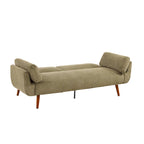 Canapé-lit convertible causeuse, tissu velours côtelé, dossier double inclinaison, ressorts sinueux, pieds en bois massif et métal, lit double, beige/kaki/vert/bleu marine/gris, pour 2 personnes